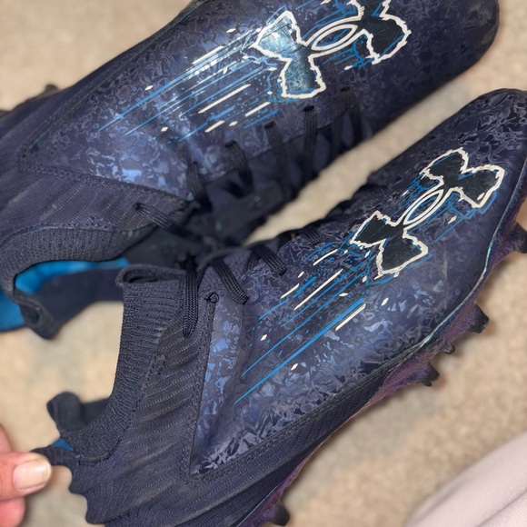 Under Armour Navy and Teal Football Cleats size - Picture 2 of 4